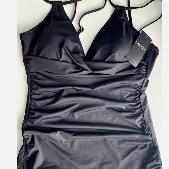 NWT Lauren Ralph Lauren Women's Double-Strap Twist-Front Tankini Top size 6 - Picture 4 of 4